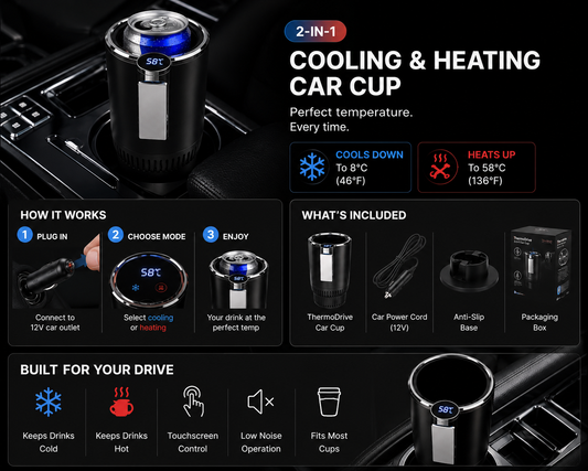 ThermoDrive Car Cup — Cooling & Heating 2-in-1